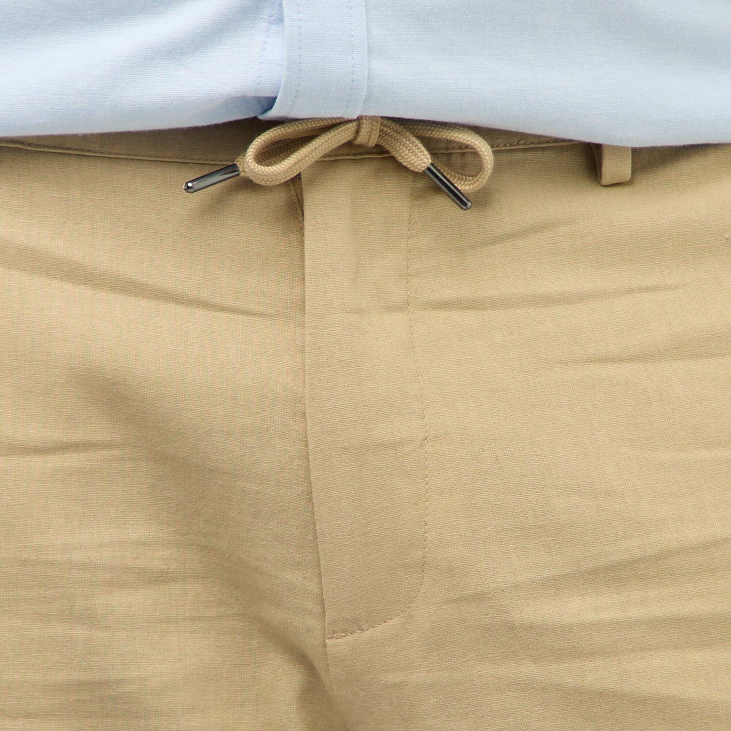 Straight-Leg Linen Blend Trousers BEIGE