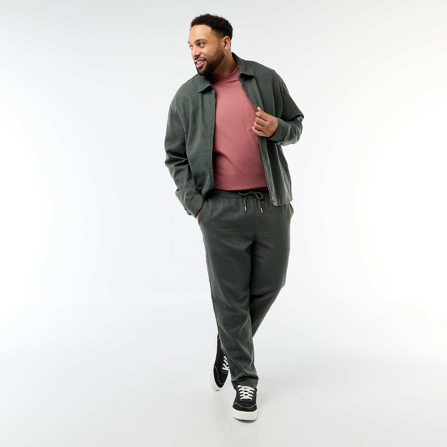 Straight Leg Jogpant Style Trousers GREEN