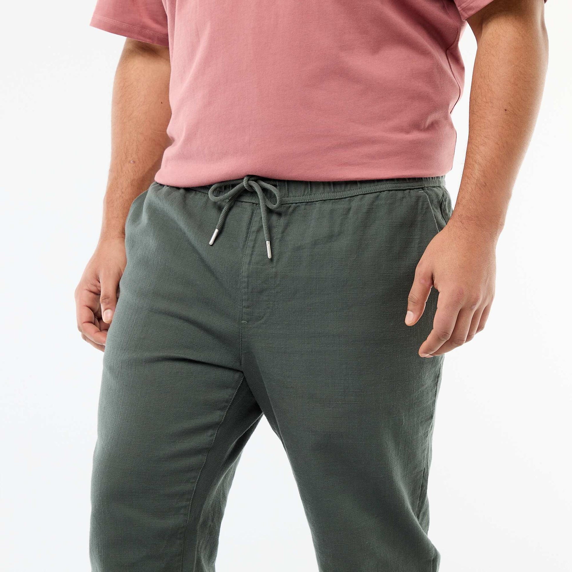 Straight Leg Jogpant Style Trousers GREEN