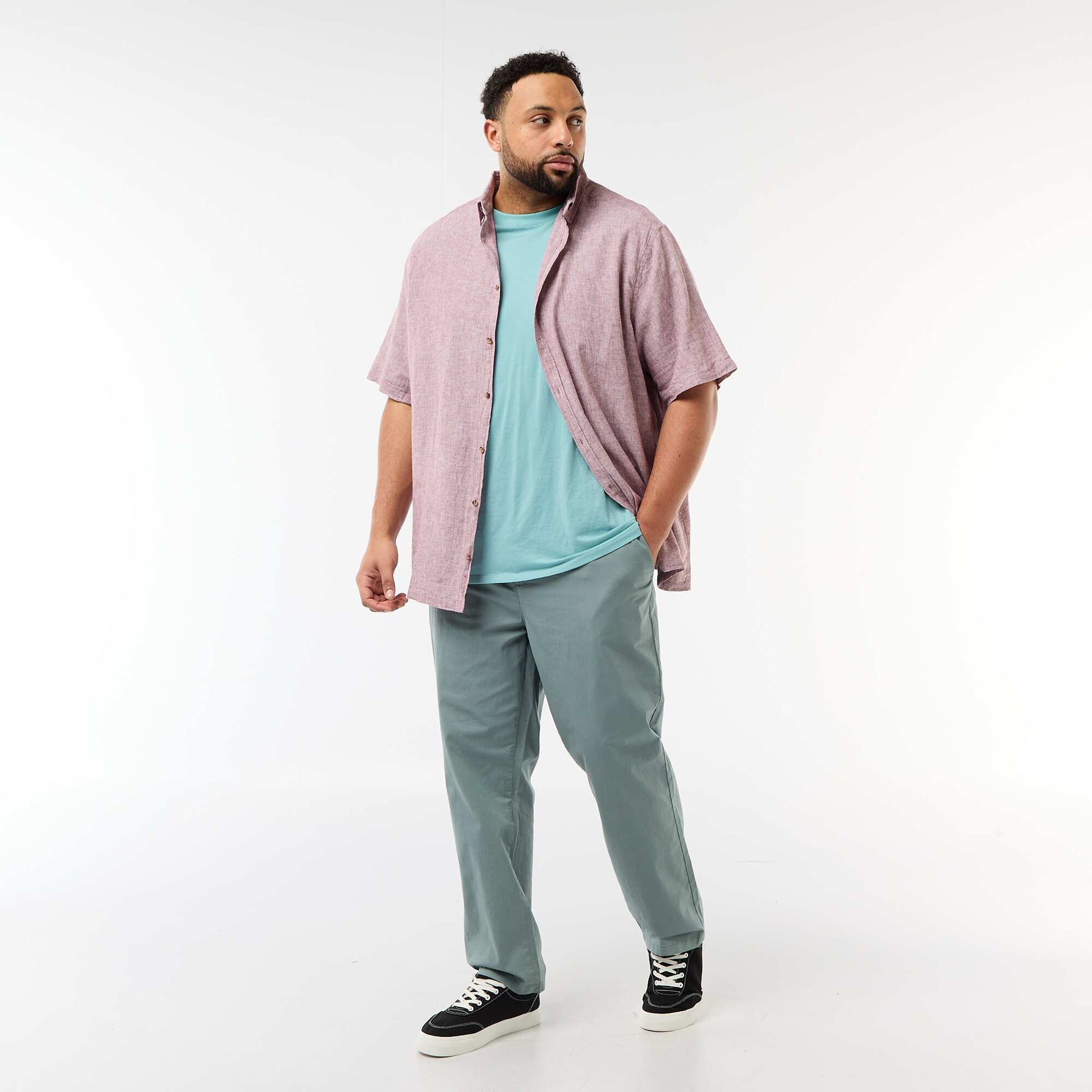 Twill Chino Trousers with Drawstring Waist BLUE