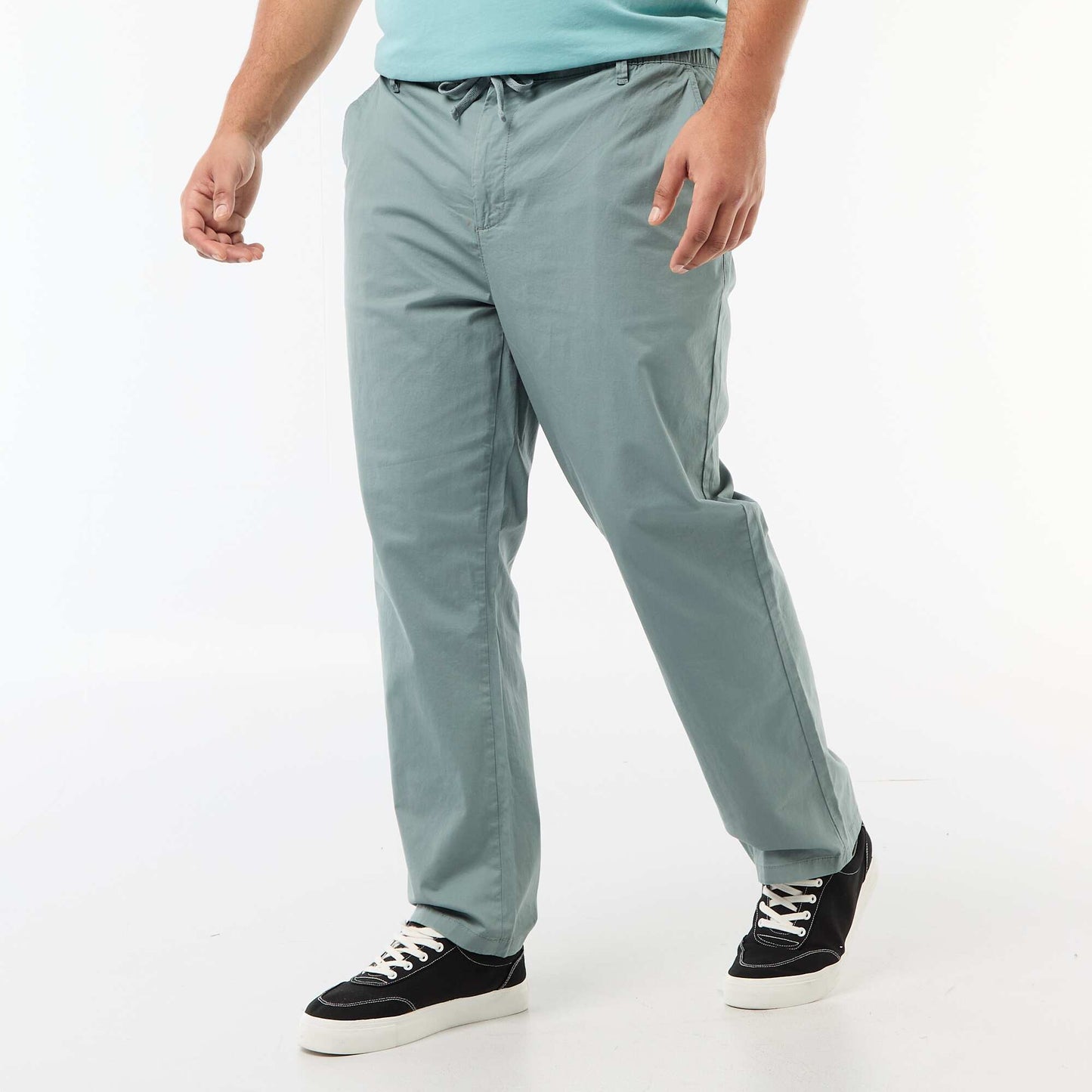 Twill Chino Trousers with Drawstring Waist BLUE