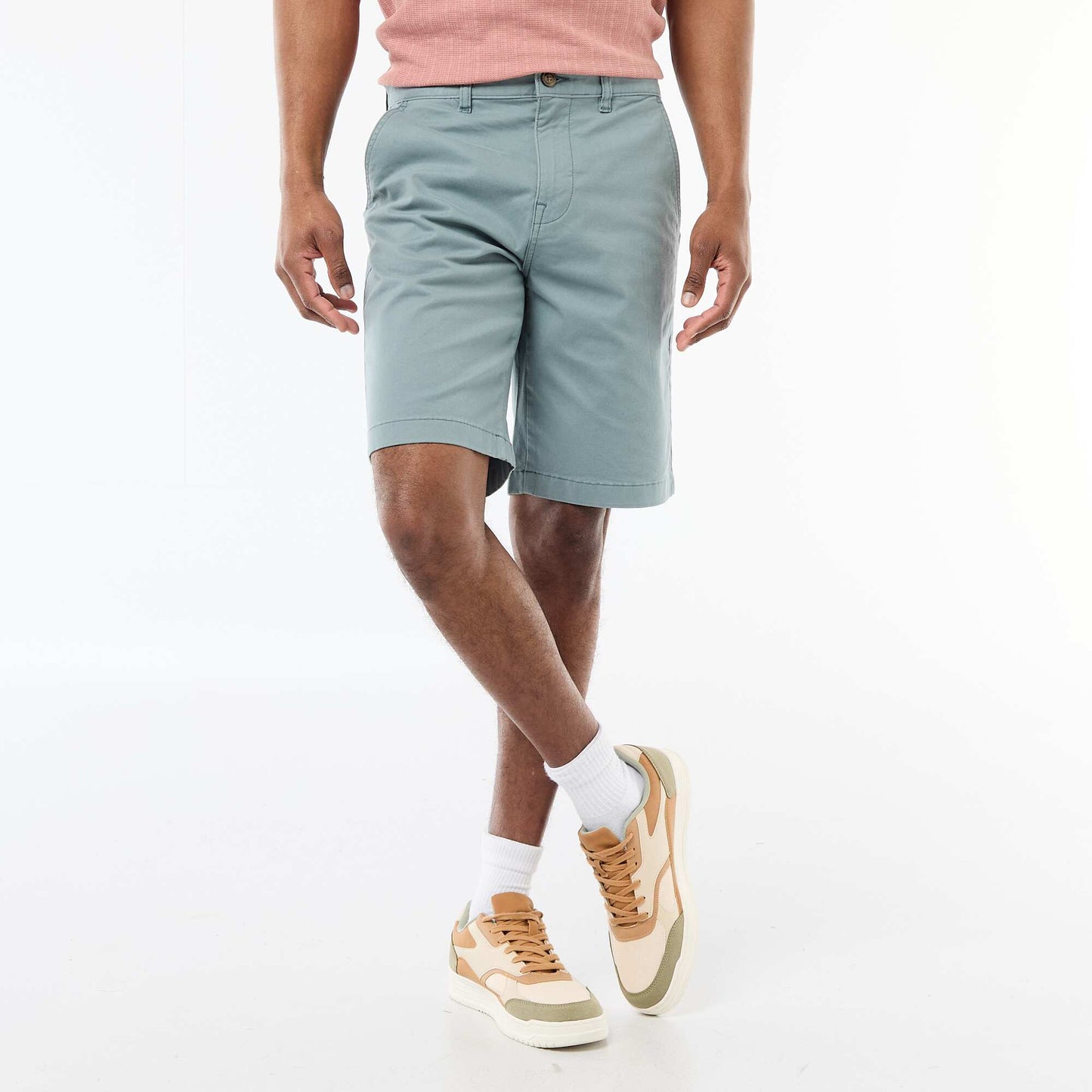 Plain Twill Chino Bermuda Shorts BLUE
