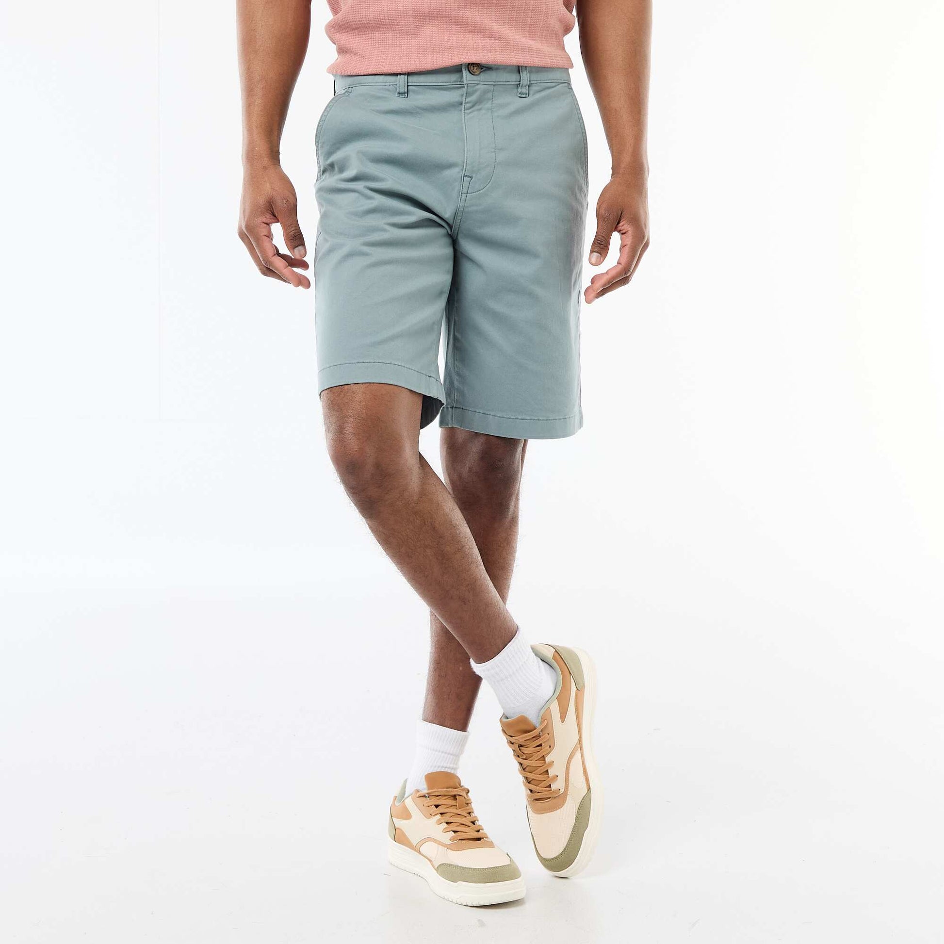 Plain Twill Chino Bermuda Shorts BLUE
