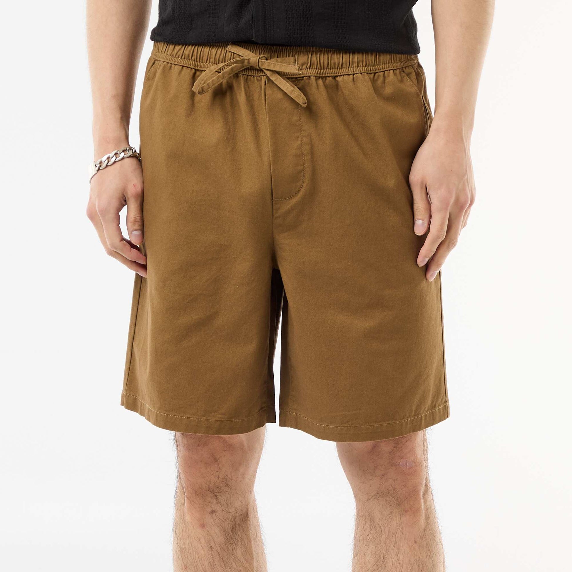 Solid Chino Shorts BROWN