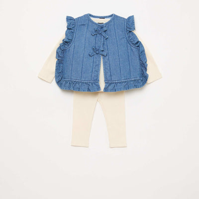 T-shirt + Leggings + Vest Set - 3 Pieces BLUE