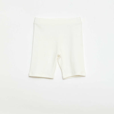 Ribbed Cycling Shorts WHITE