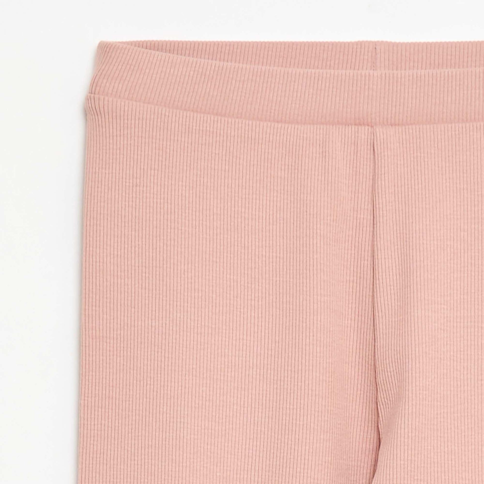 Plain Cotton Knit Leggings PINK