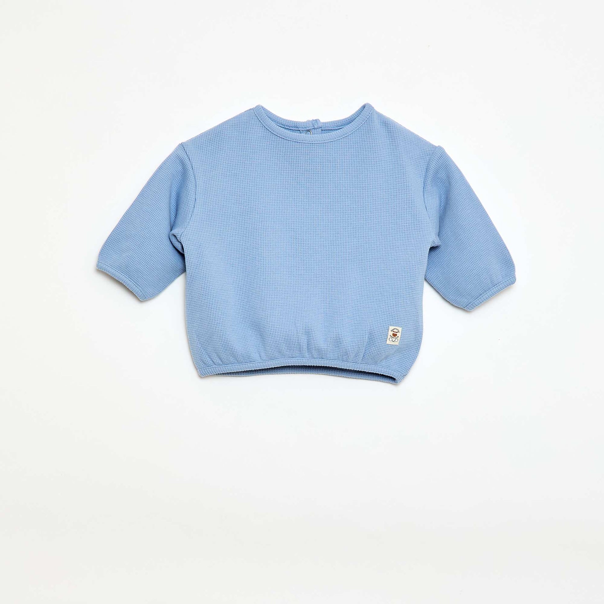 Waffle Knit Long-Sleeve T-Shirt BLUE