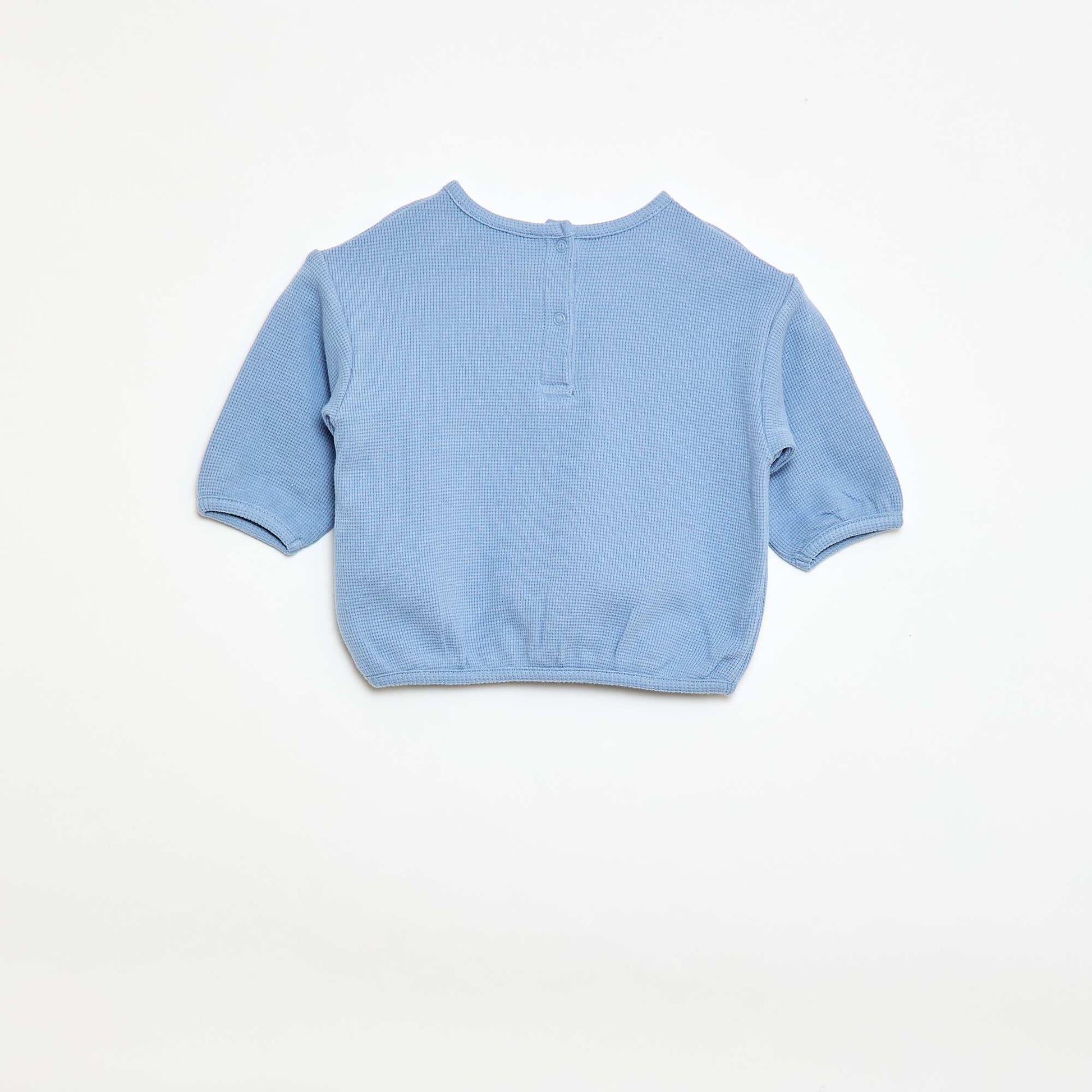 Waffle Knit Long-Sleeve T-Shirt BLUE