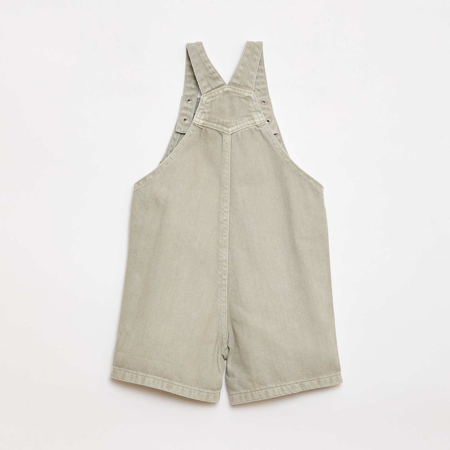 Solid Cotton Denim Short Overalls GREY
