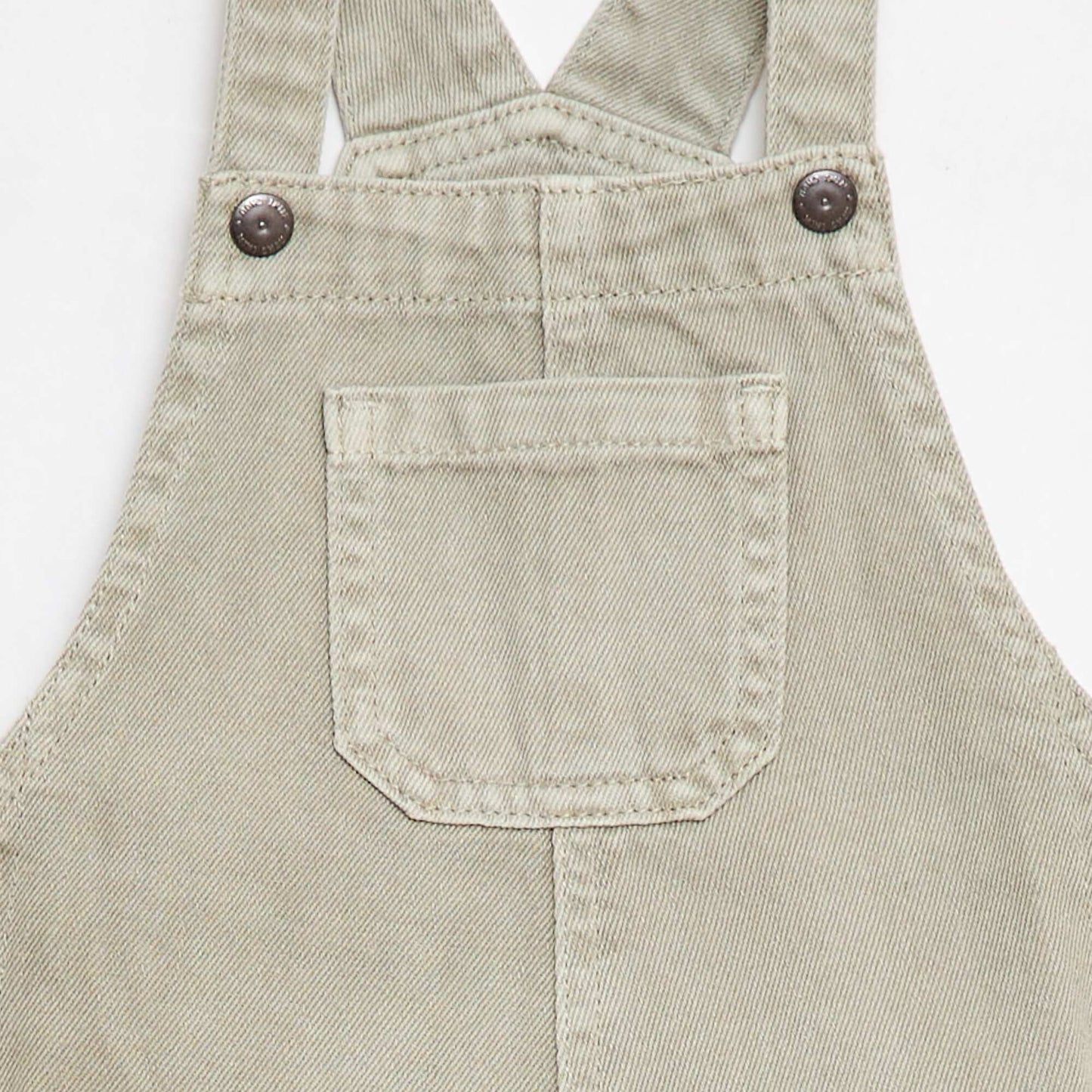 Solid Cotton Denim Short Overalls GREY