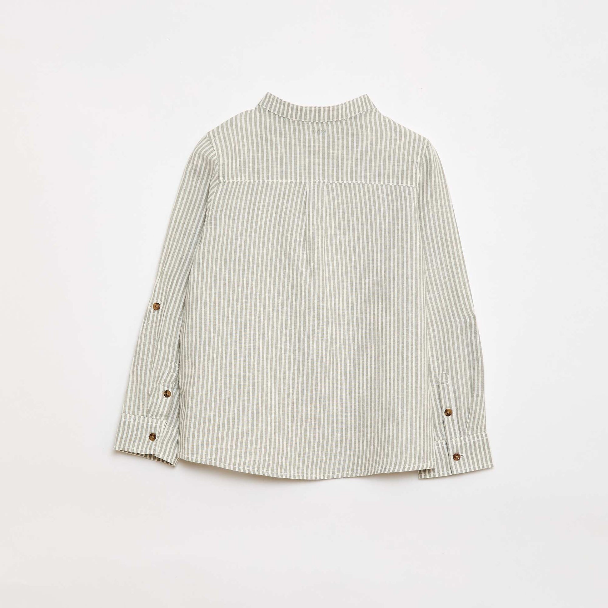 Striped linen blend shirt KHAKI