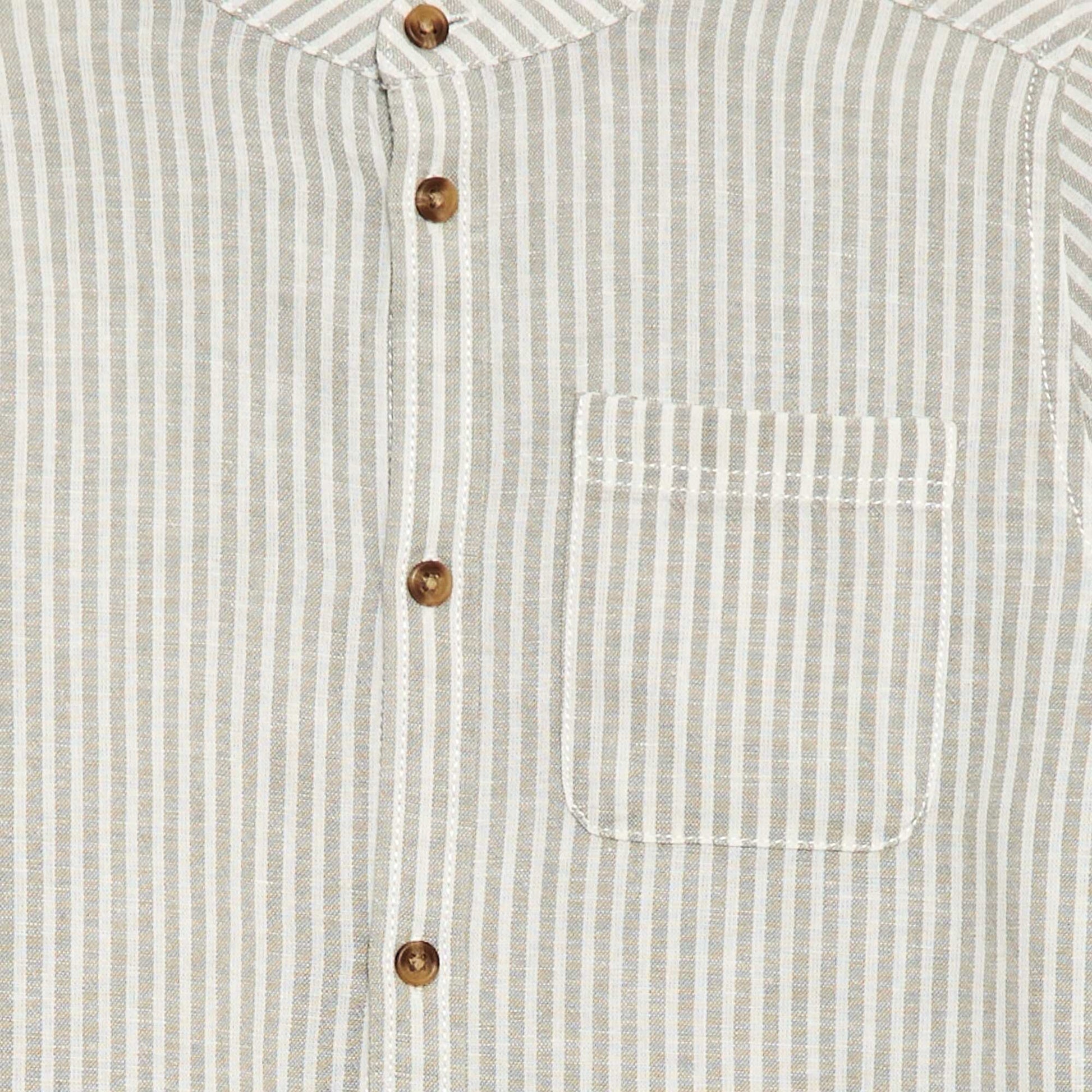 Striped linen blend shirt KHAKI
