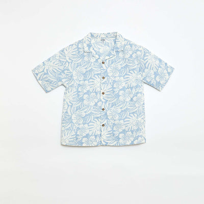 Regular Fit Short-Sleeve Cotton Shirt BLUE
