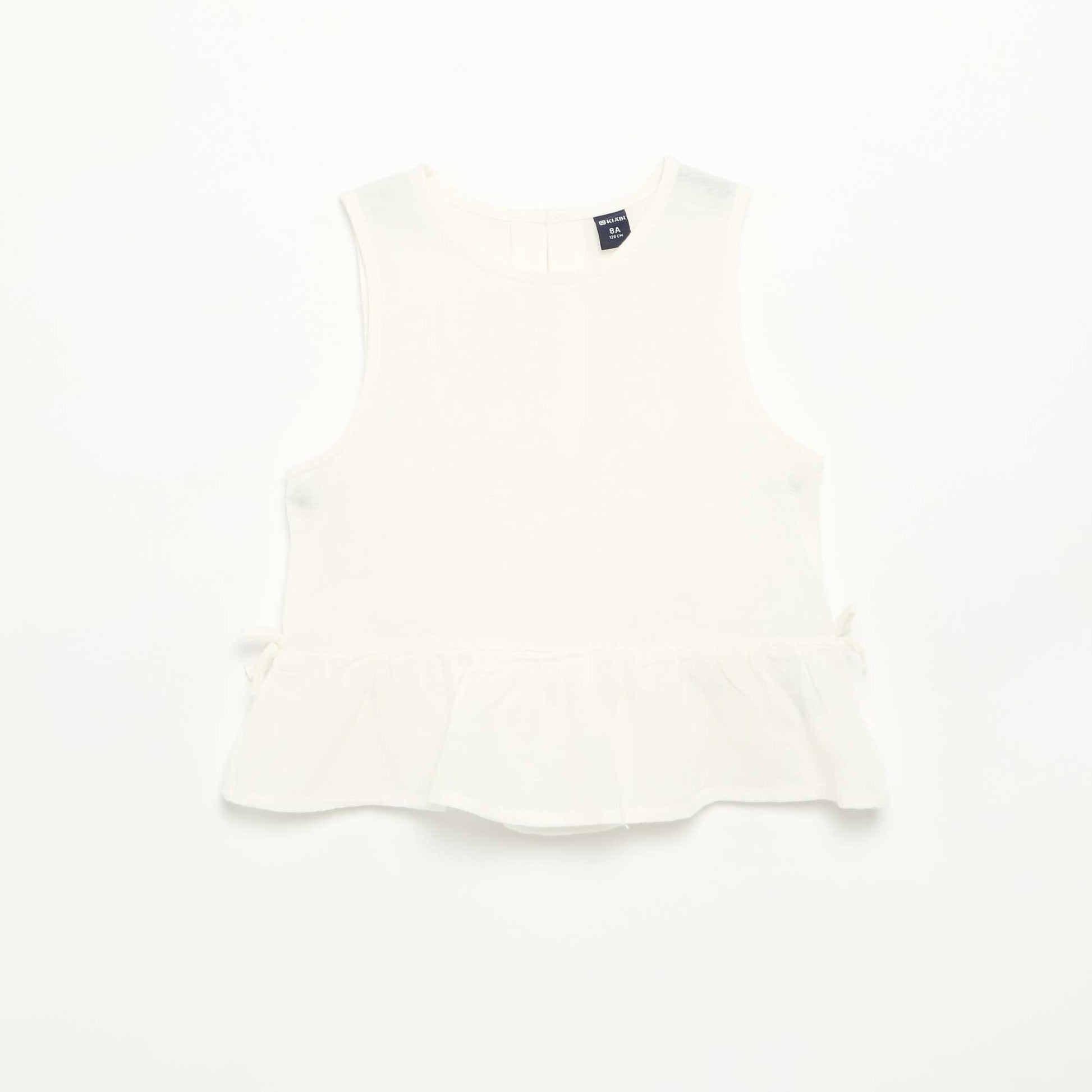 Peplum Blouse with Decorative Bows WHITE