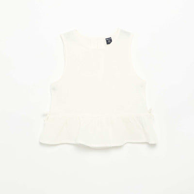 Peplum Blouse with Decorative Bows WHITE