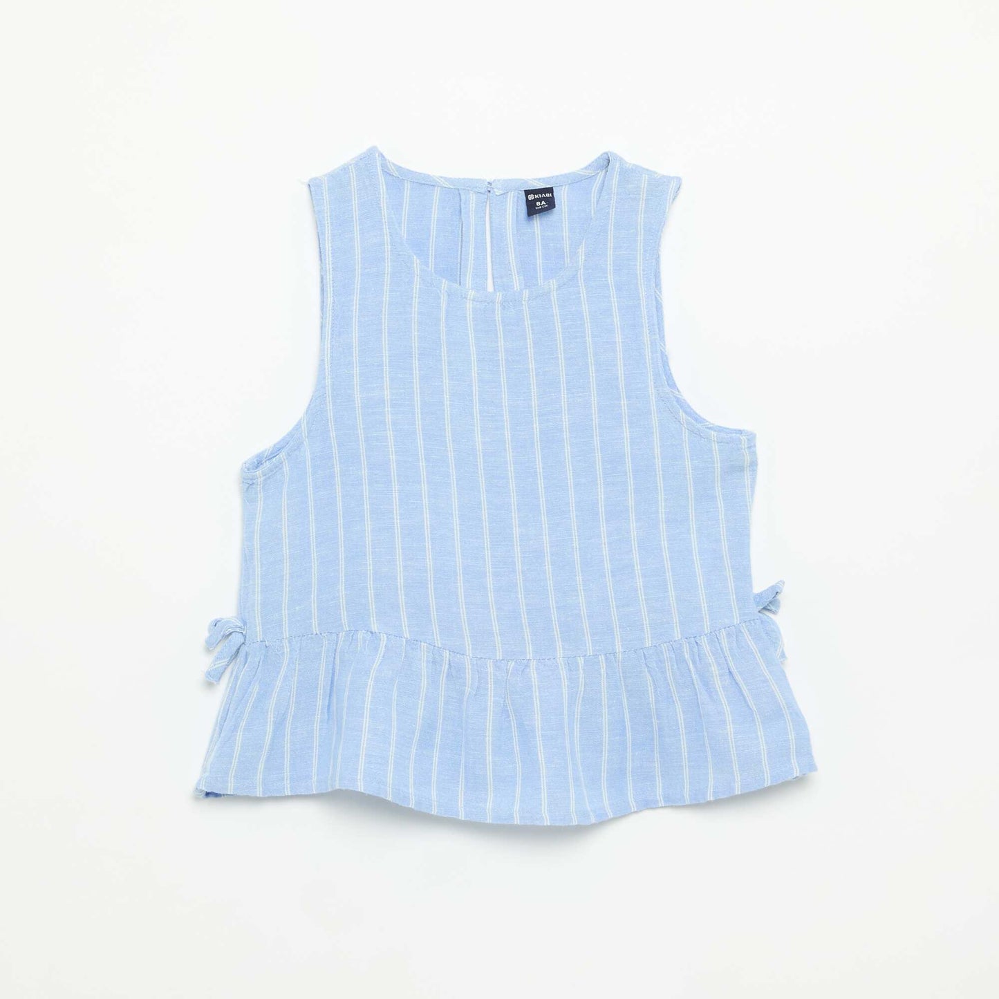 Peplum Blouse with Decorative Bows BLUE