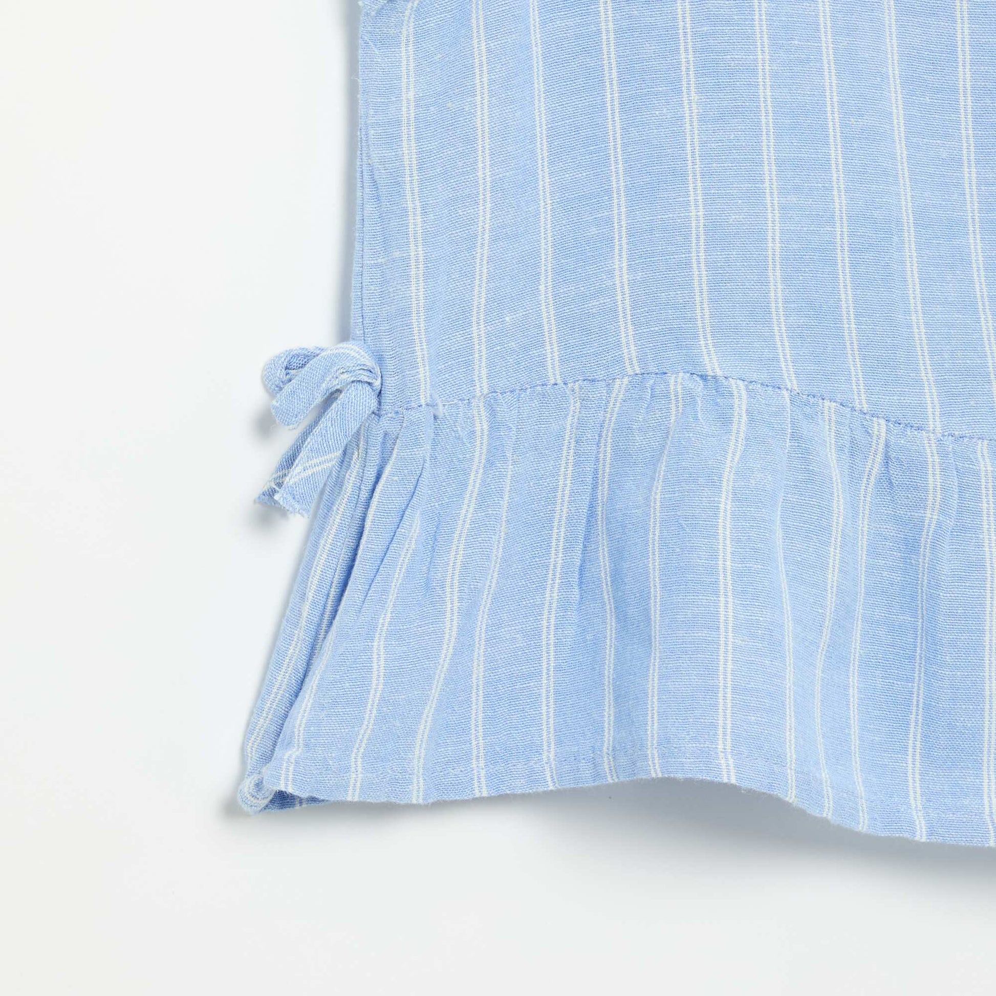 Peplum Blouse with Decorative Bows BLUE