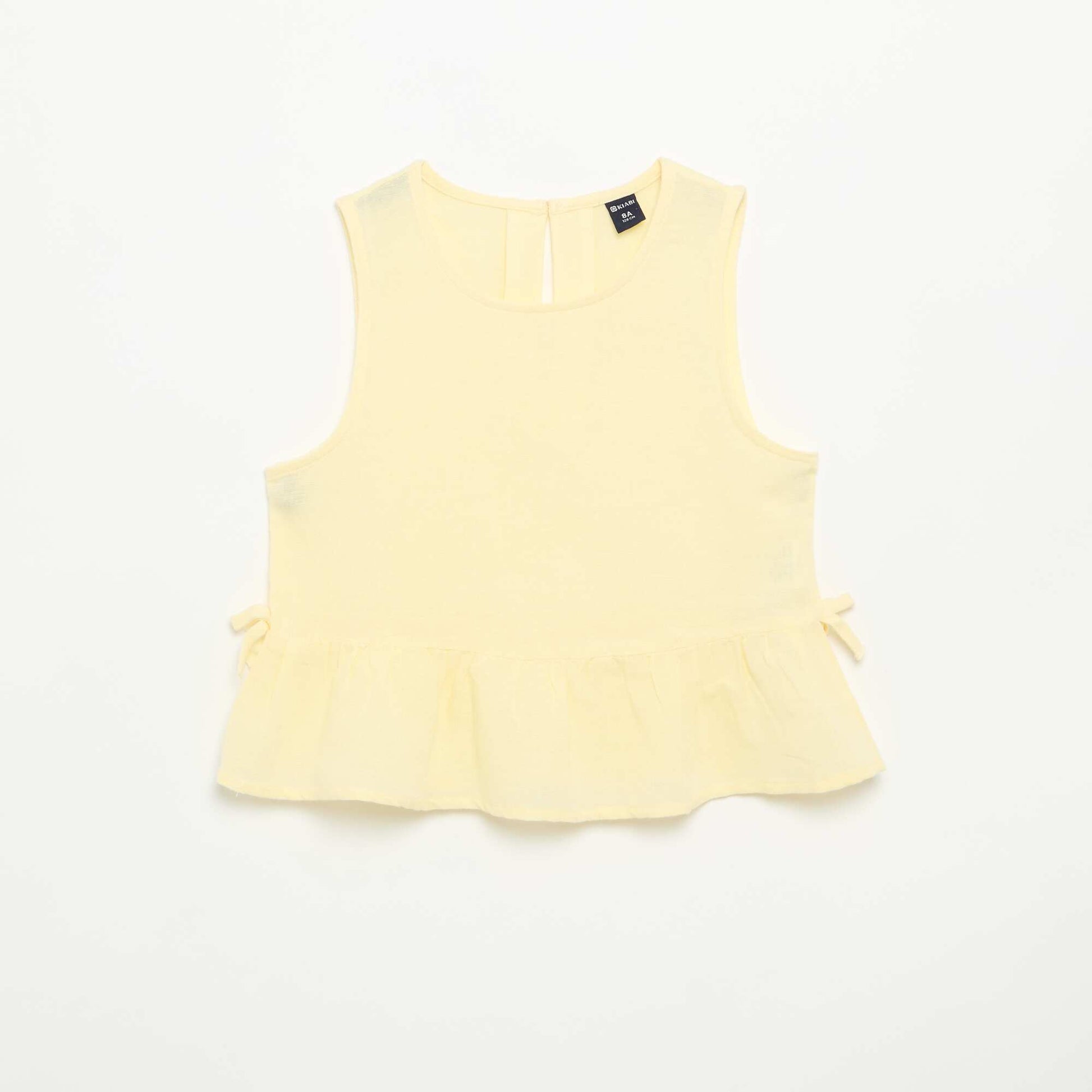 Peplum Blouse with Decorative Bows YELLOW