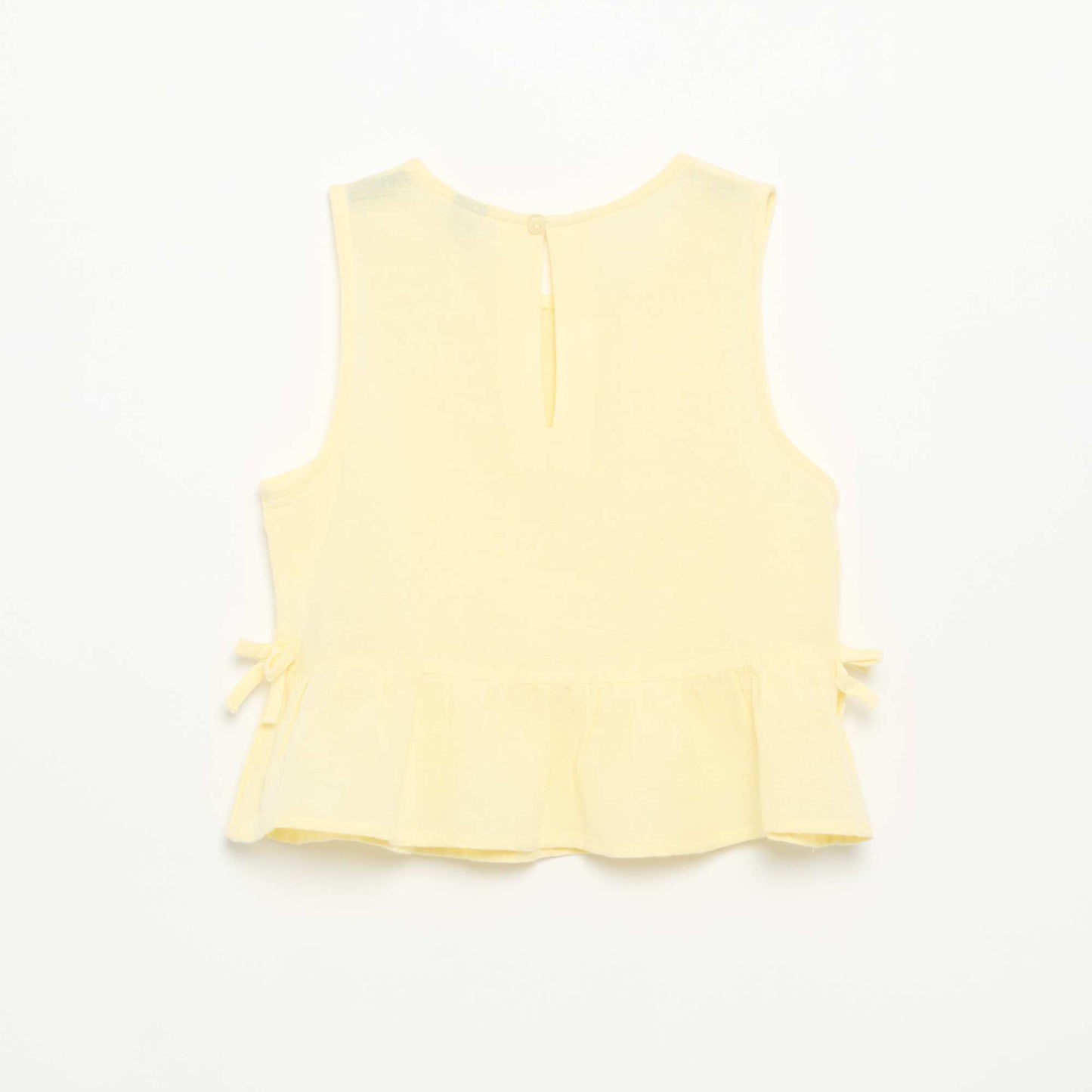 Peplum Blouse with Decorative Bows YELLOW