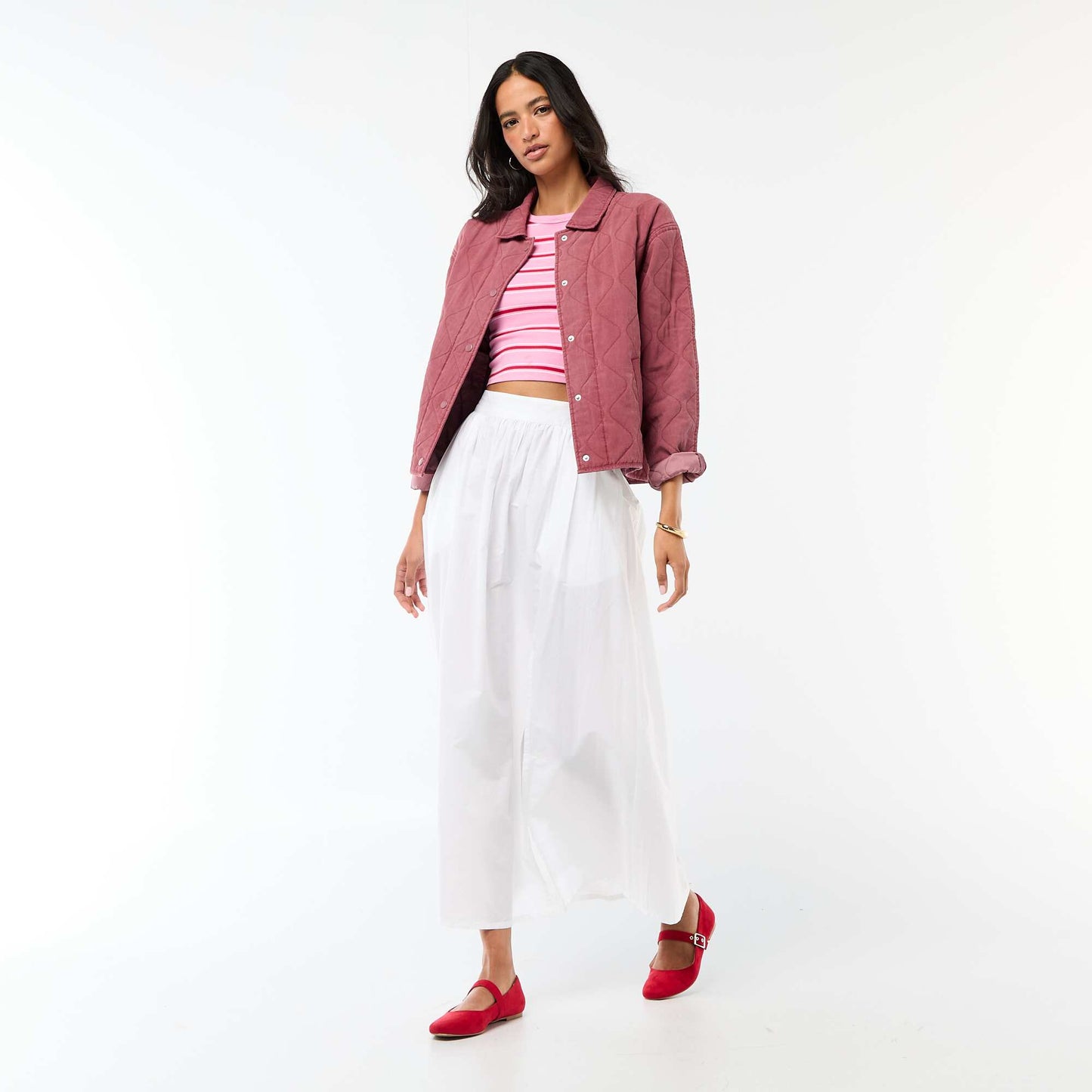 Long wide flared skirt WHITE