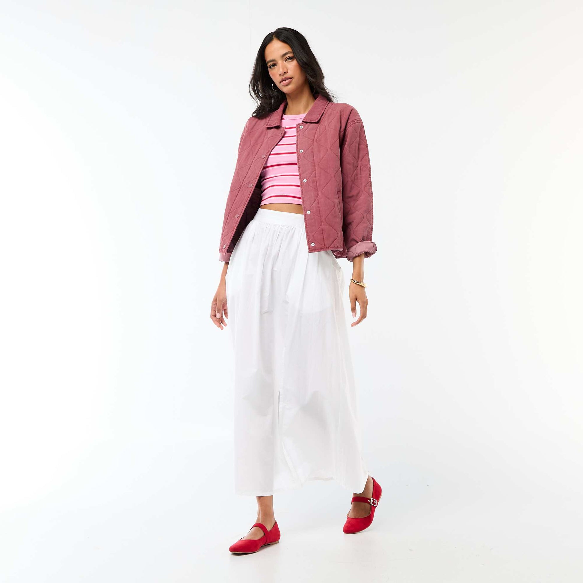 Long wide flared skirt WHITE