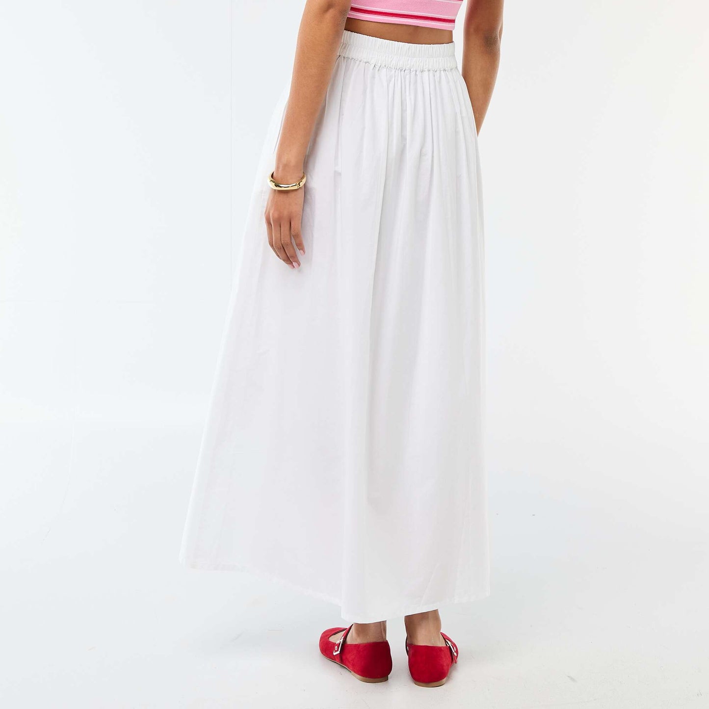 Long wide flared skirt WHITE