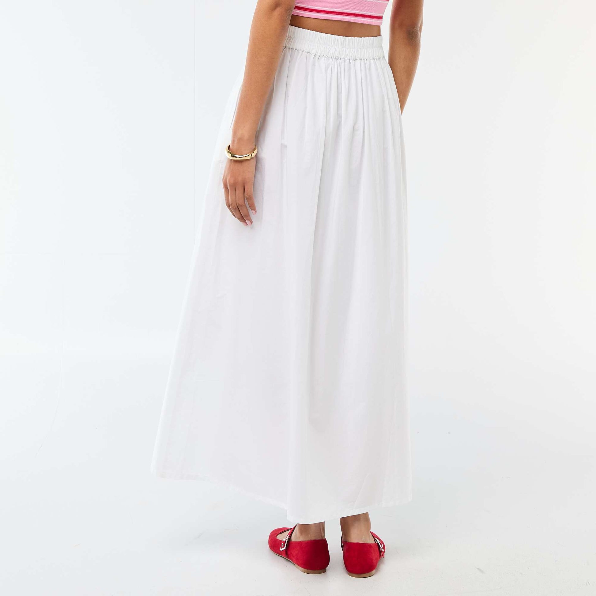 Long wide flared skirt WHITE