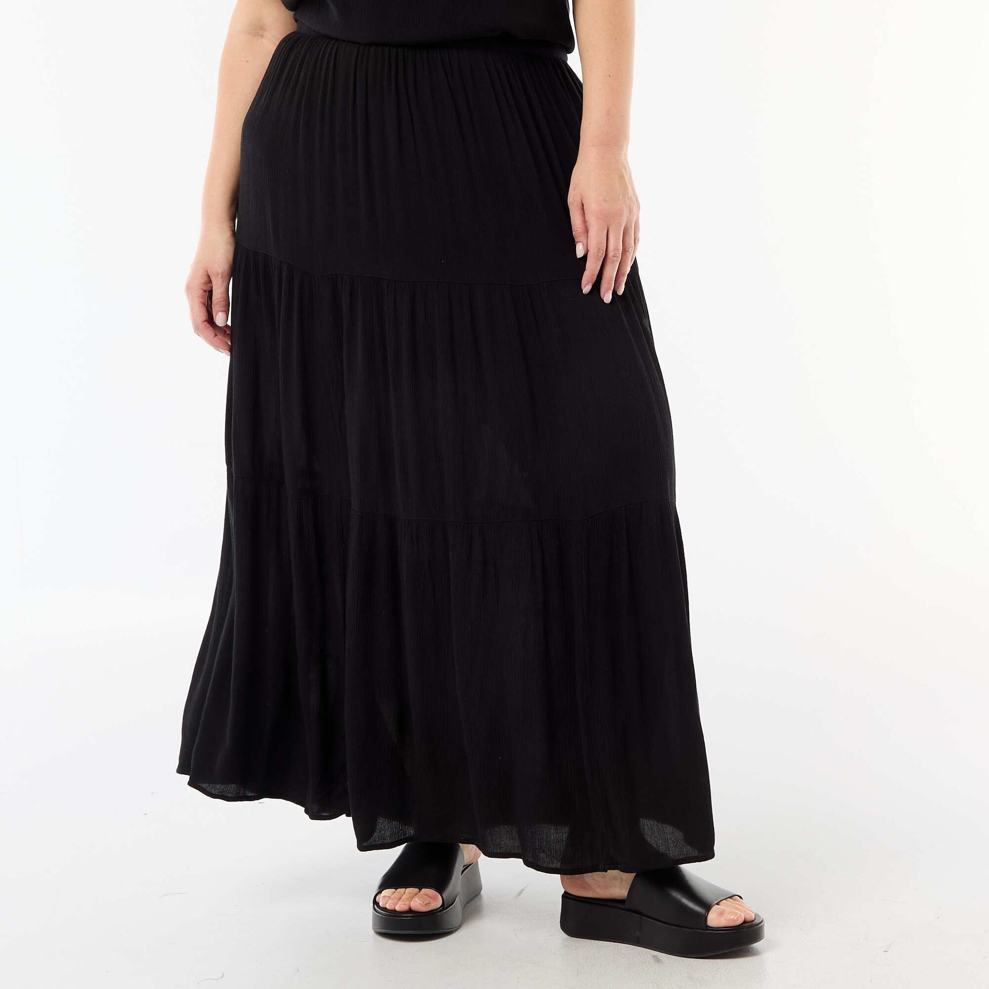 Crepe midi skirt BLACK