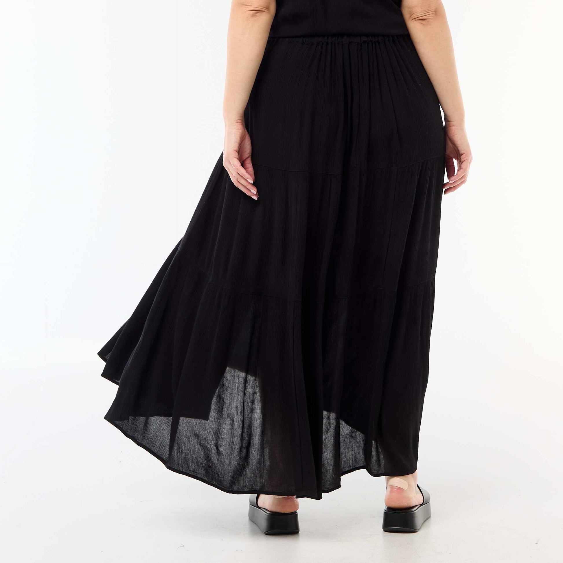 Crepe midi skirt BLACK