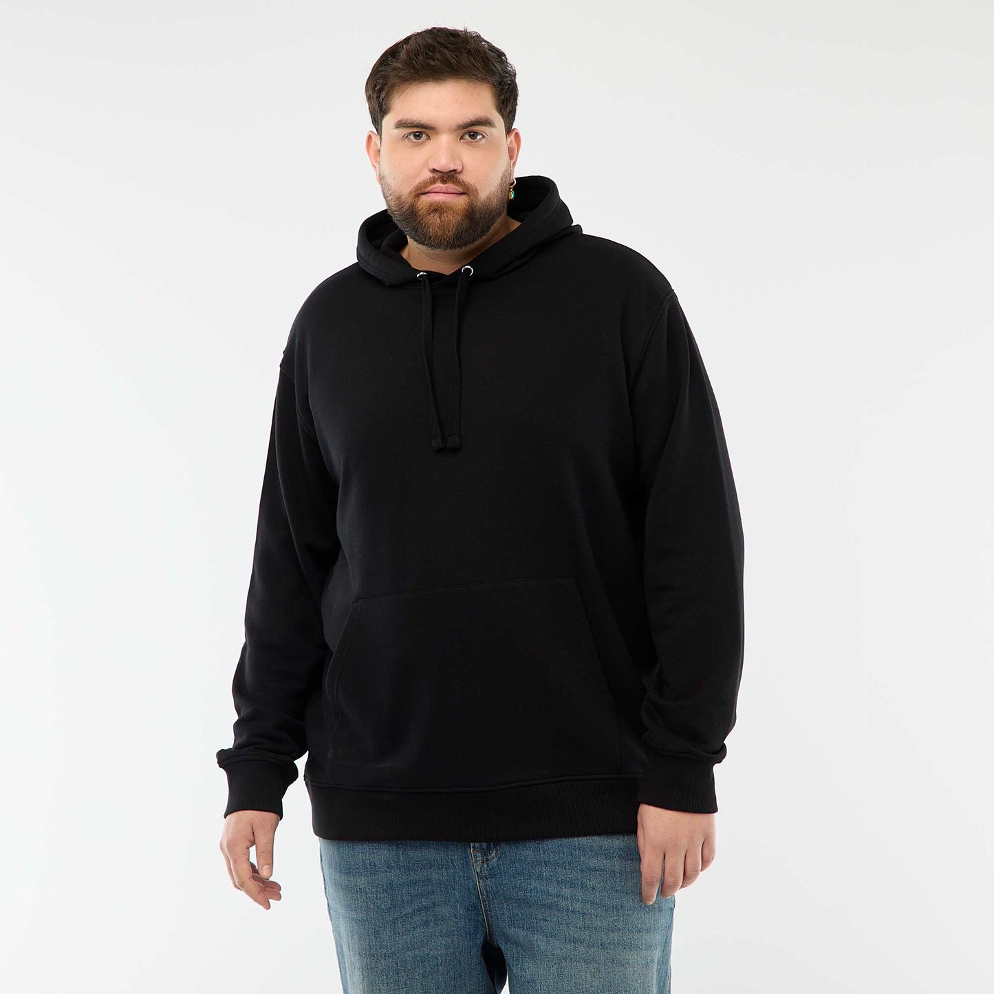 Solid Color French Terry Hoodie BLACK