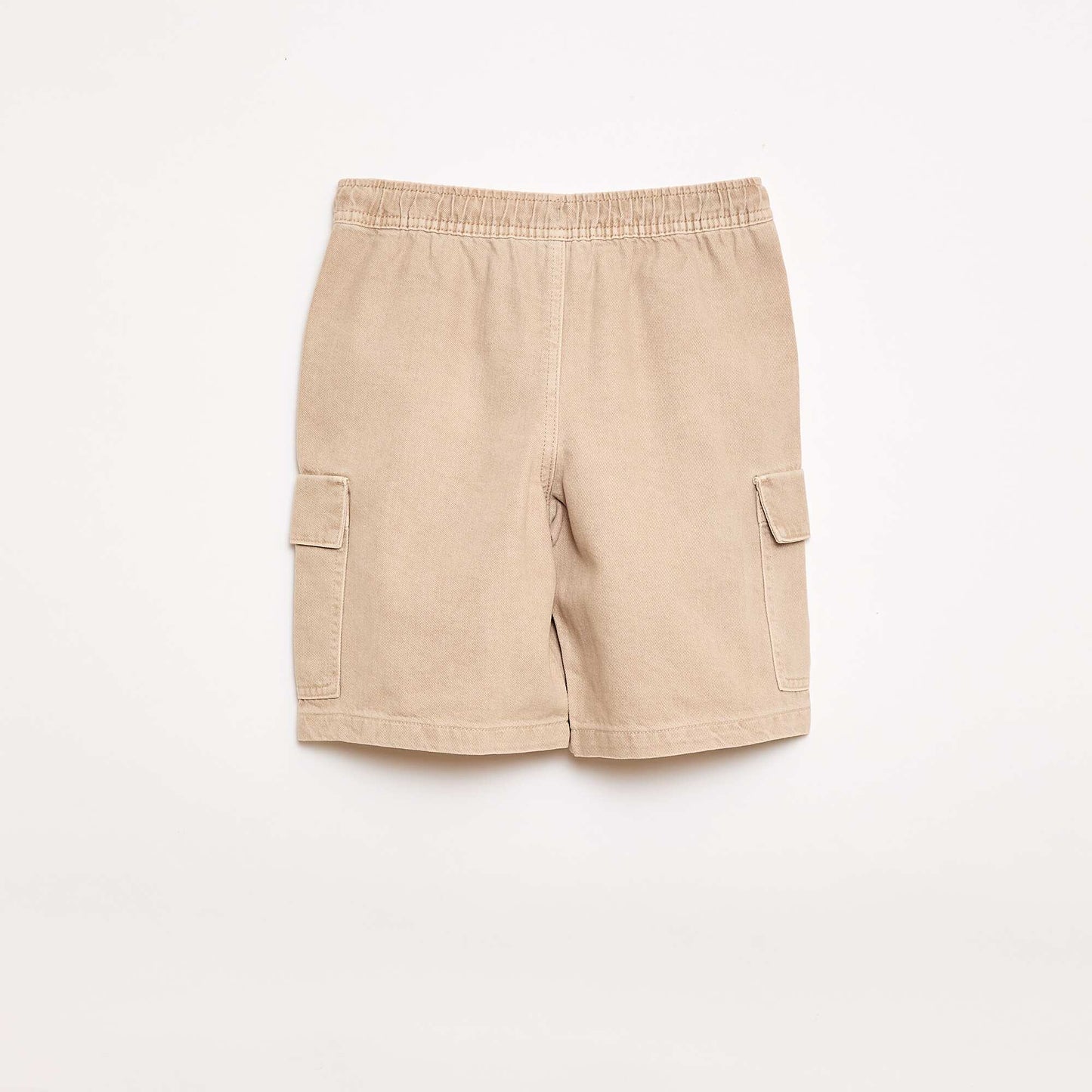 Cotton Drawstring Plain Shorts BEIGE
