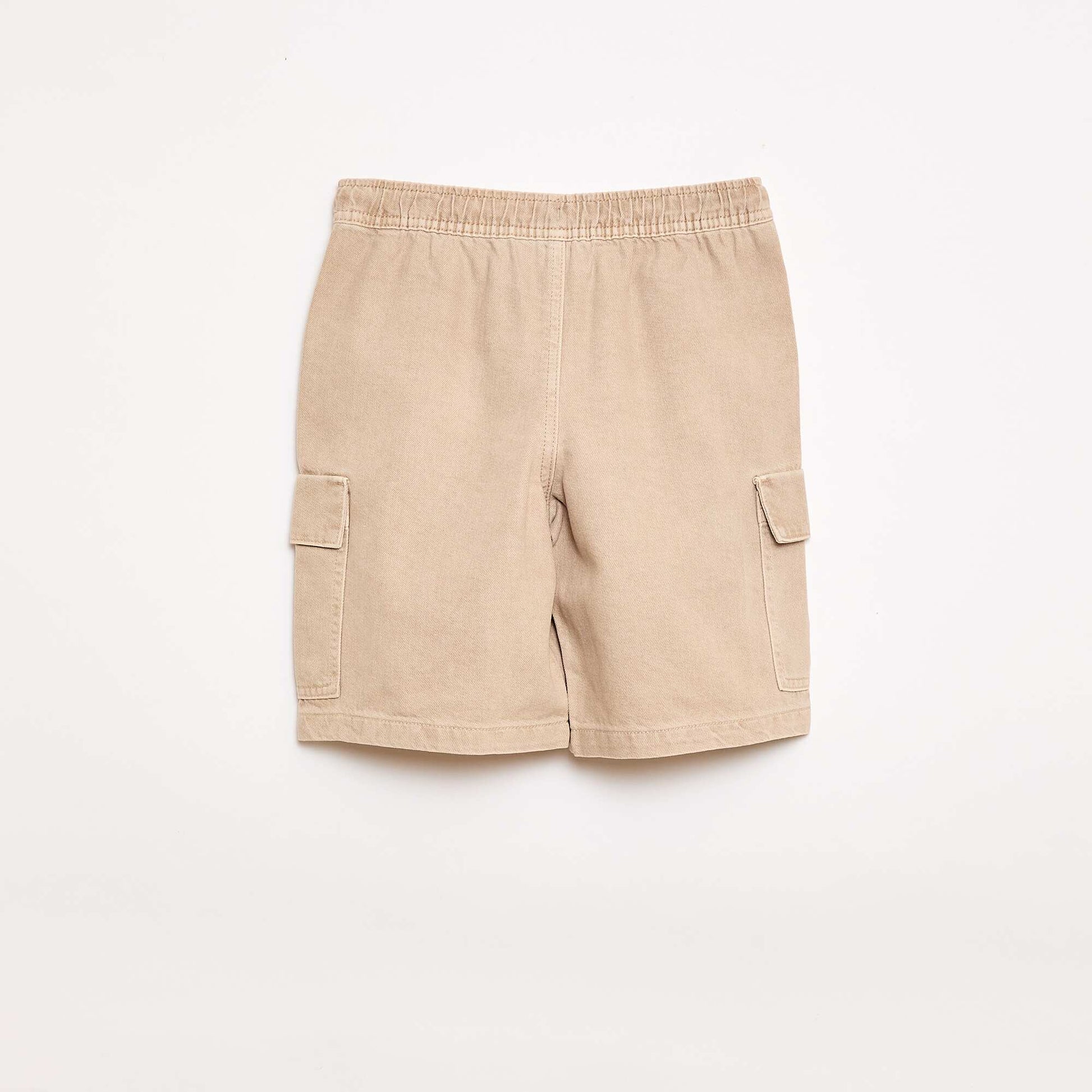 Cotton Drawstring Plain Shorts BEIGE