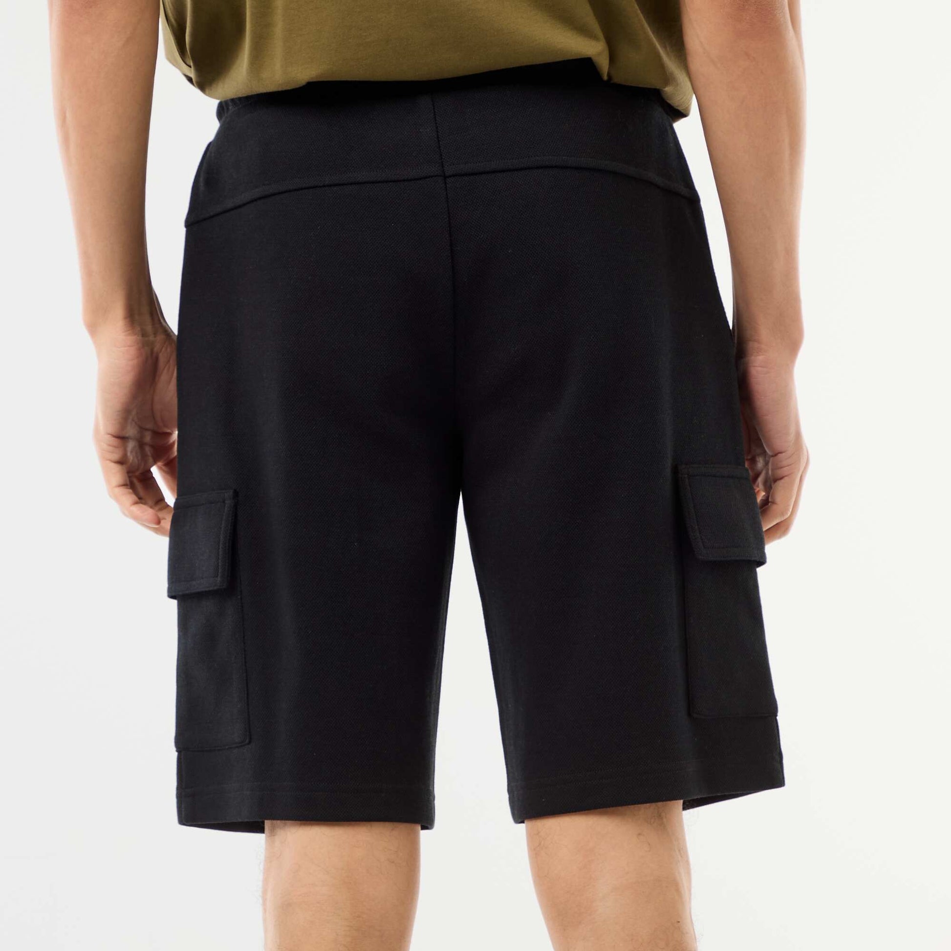 Multi-Pocket Cotton Piqué Bermuda Shorts BLACK