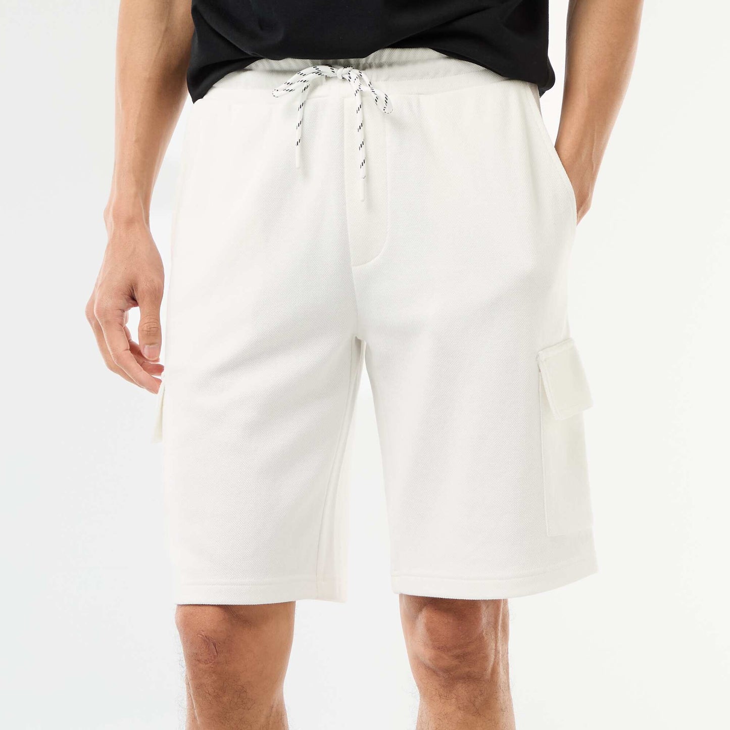 Multi-Pocket Cotton Piqué Bermuda Shorts WHITE