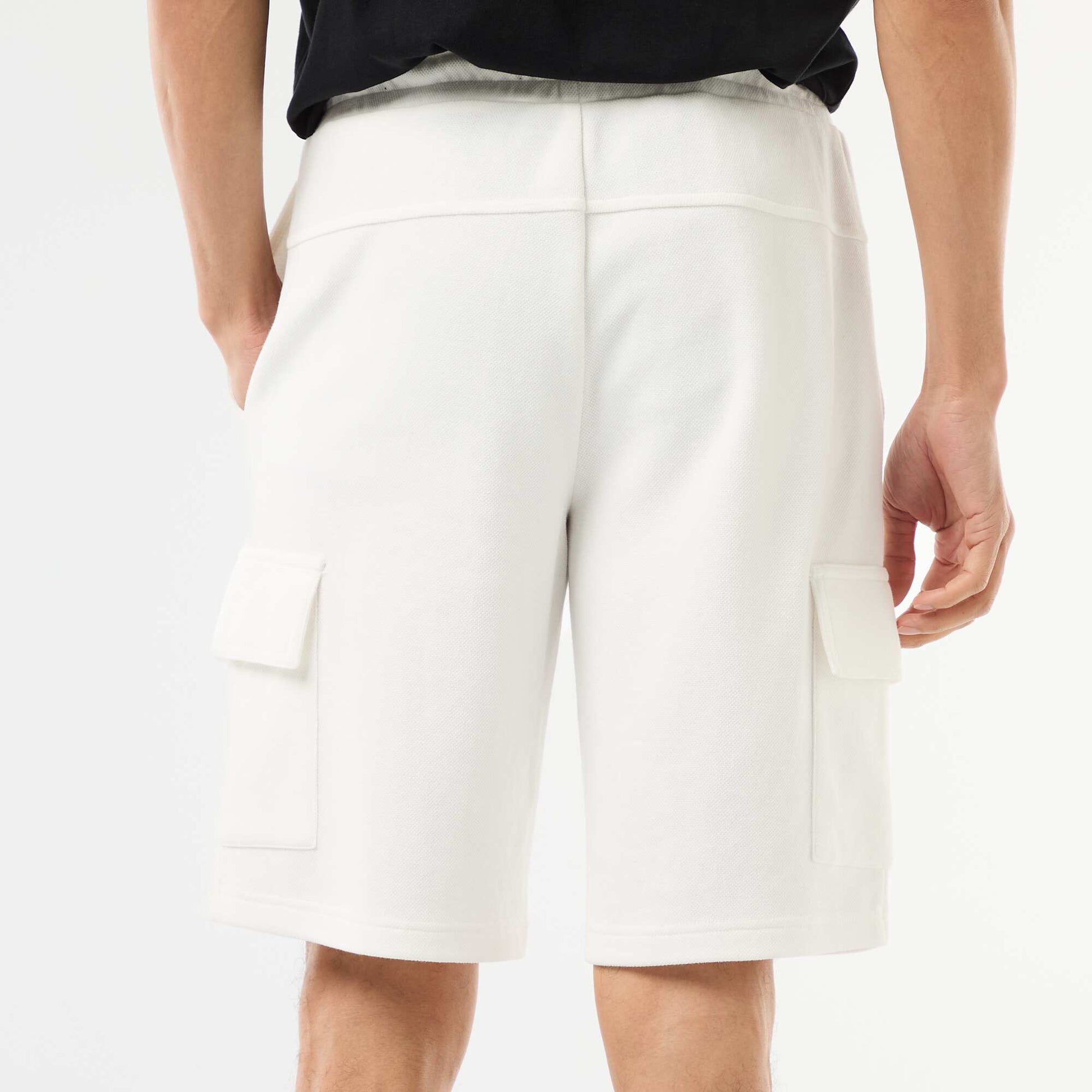 Multi-Pocket Cotton Piqué Bermuda Shorts WHITE
