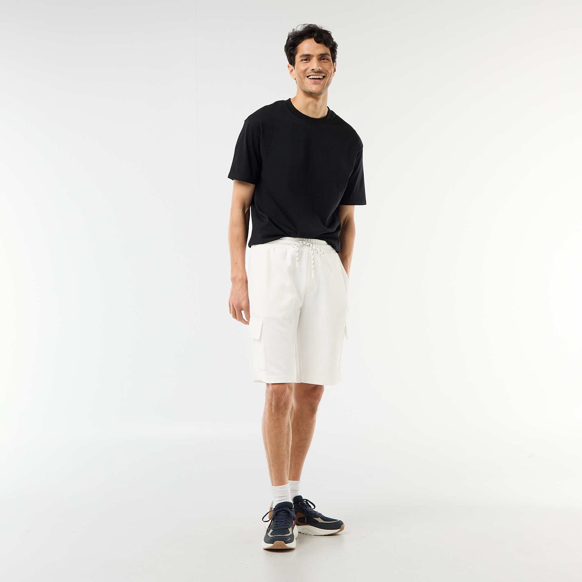 Multi-Pocket Cotton Piqué Bermuda Shorts WHITE