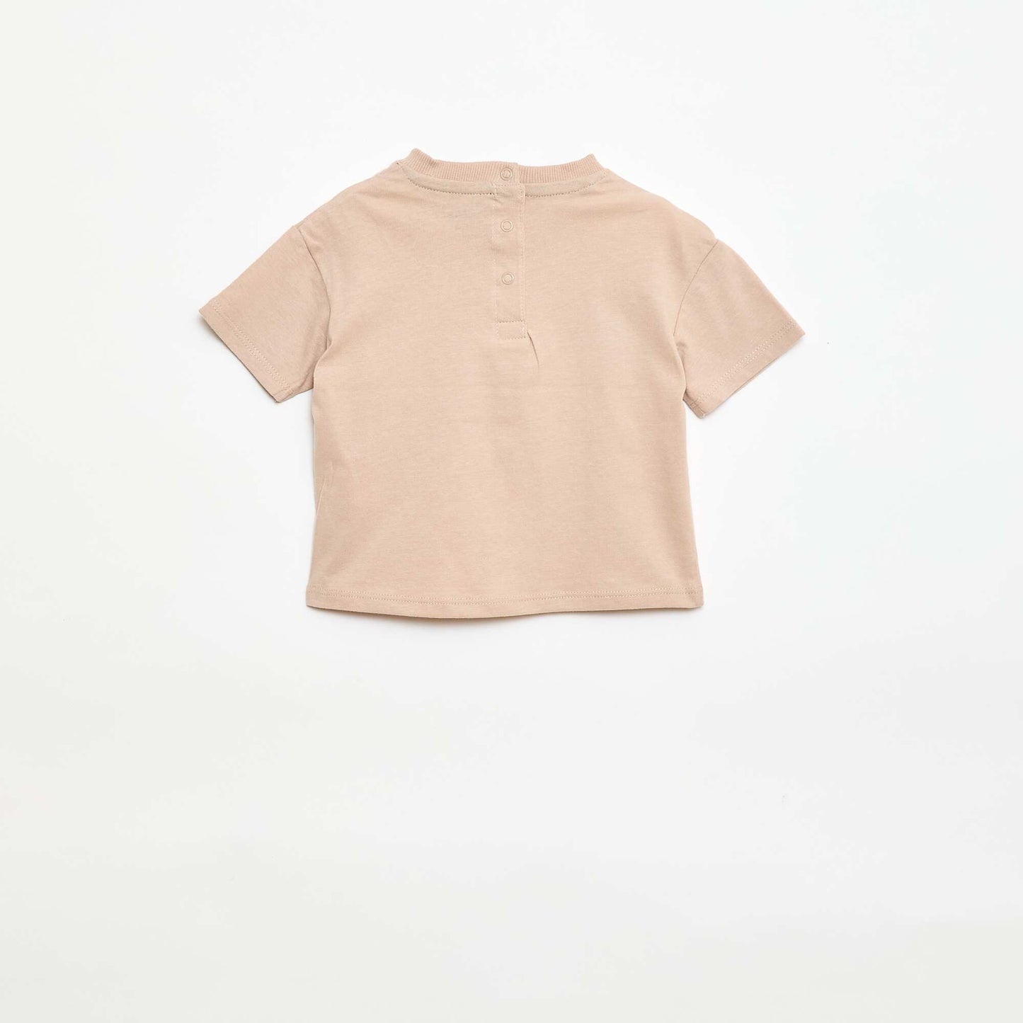 Short-Sleeve Jersey T-Shirt with Printed Chest Pocket BEIGE