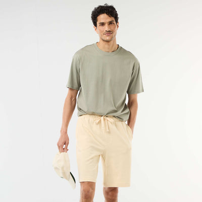 Plain Lightweight Fleece Bermuda Shorts YELLOW