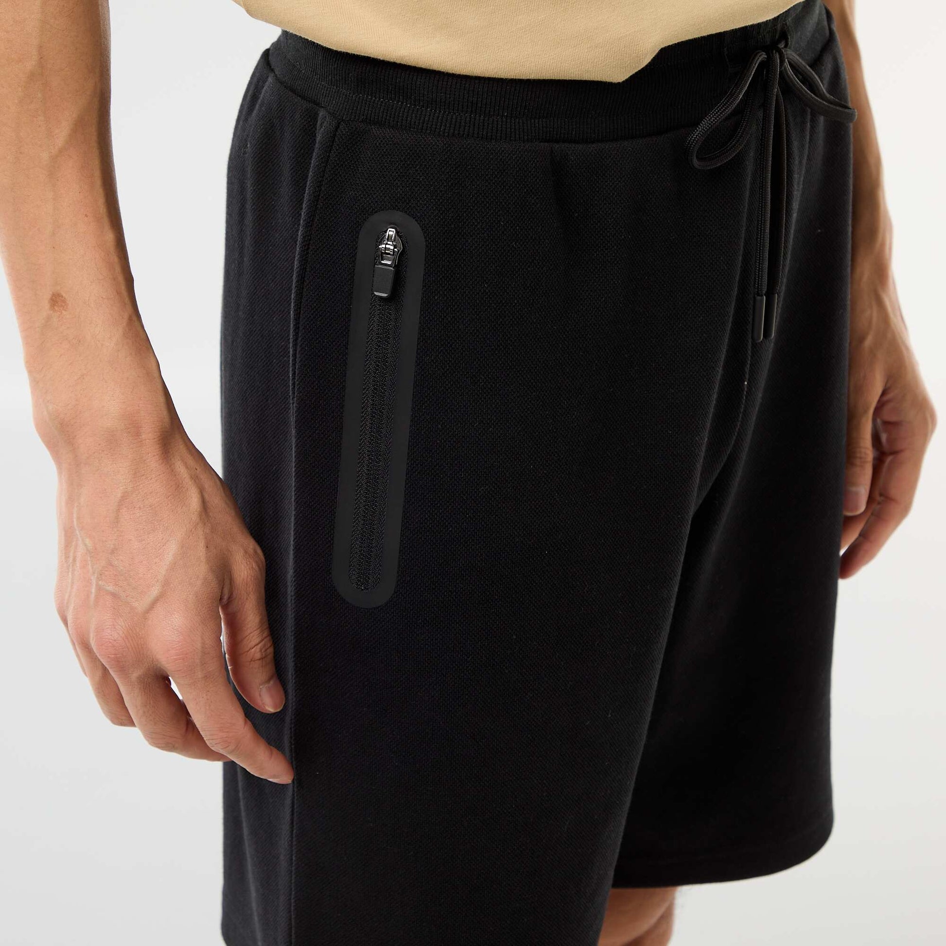 Sporty Piqué Knit Bermuda Shorts BLACK