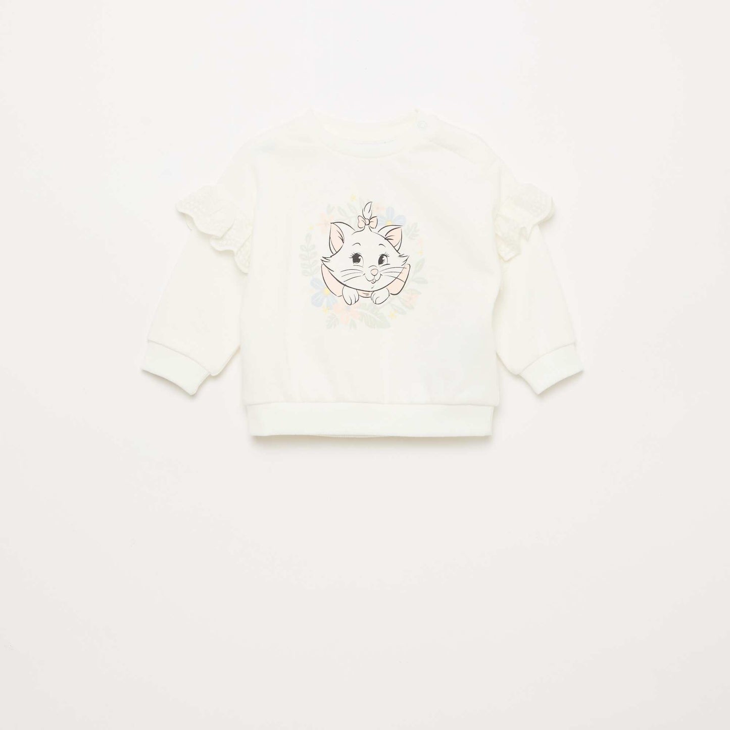 Long-sleeved 'Minnie' 'Disney' Sweatshirt with Embroidered Ruffles WHITE