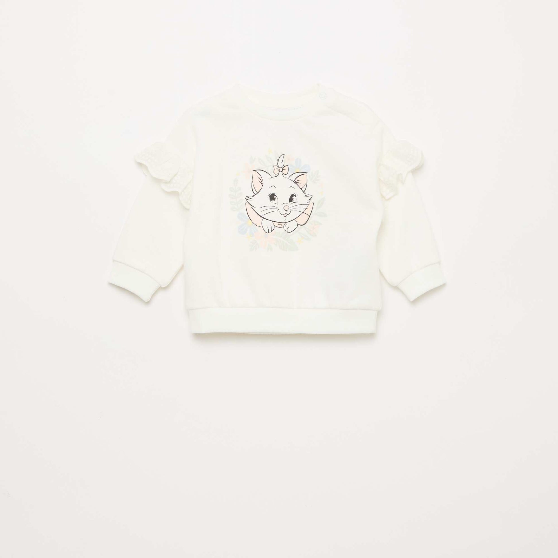 Long-sleeved 'Minnie' 'Disney' Sweatshirt with Embroidered Ruffles WHITE