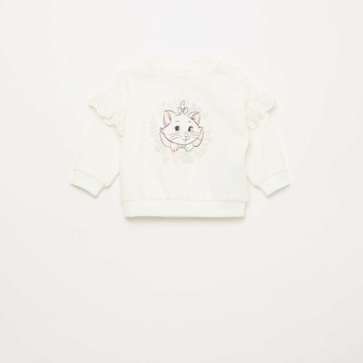 Long-sleeved 'Minnie' 'Disney' Sweatshirt with Embroidered Ruffles WHITE