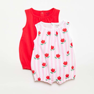 2-Pack Sleeveless Rompers PINK