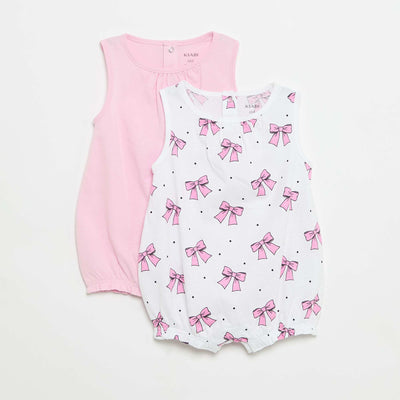2-Pack Sleeveless Rompers WHITE