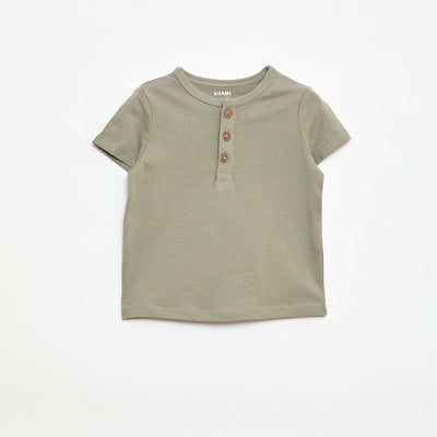Buttoned Henley T-shirt GREEN