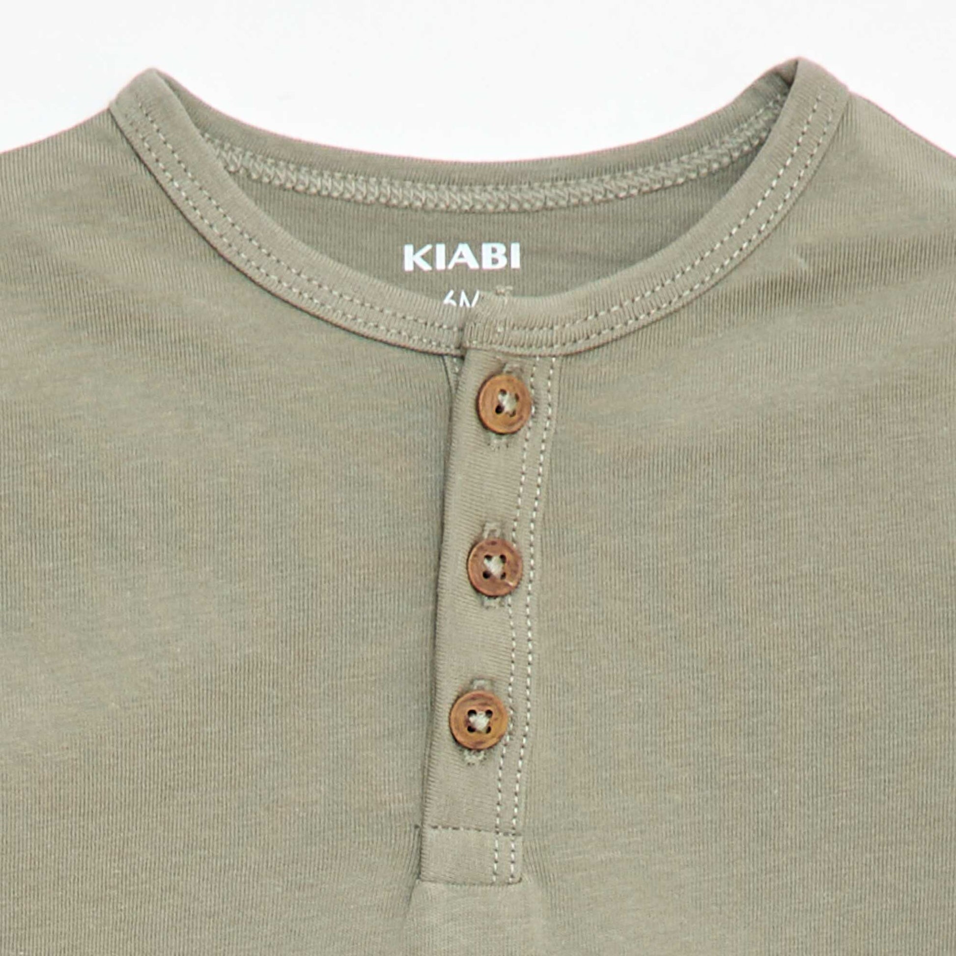 Buttoned Henley T-shirt GREEN