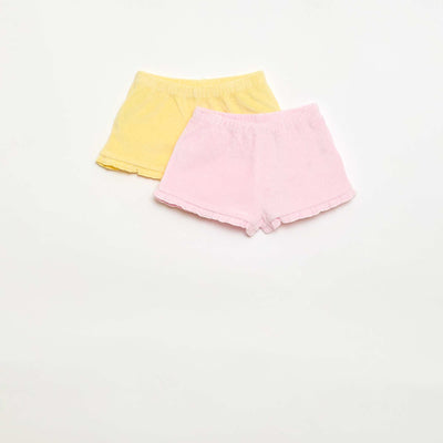 2-pack of plain ruffled terry shorts YELLOW