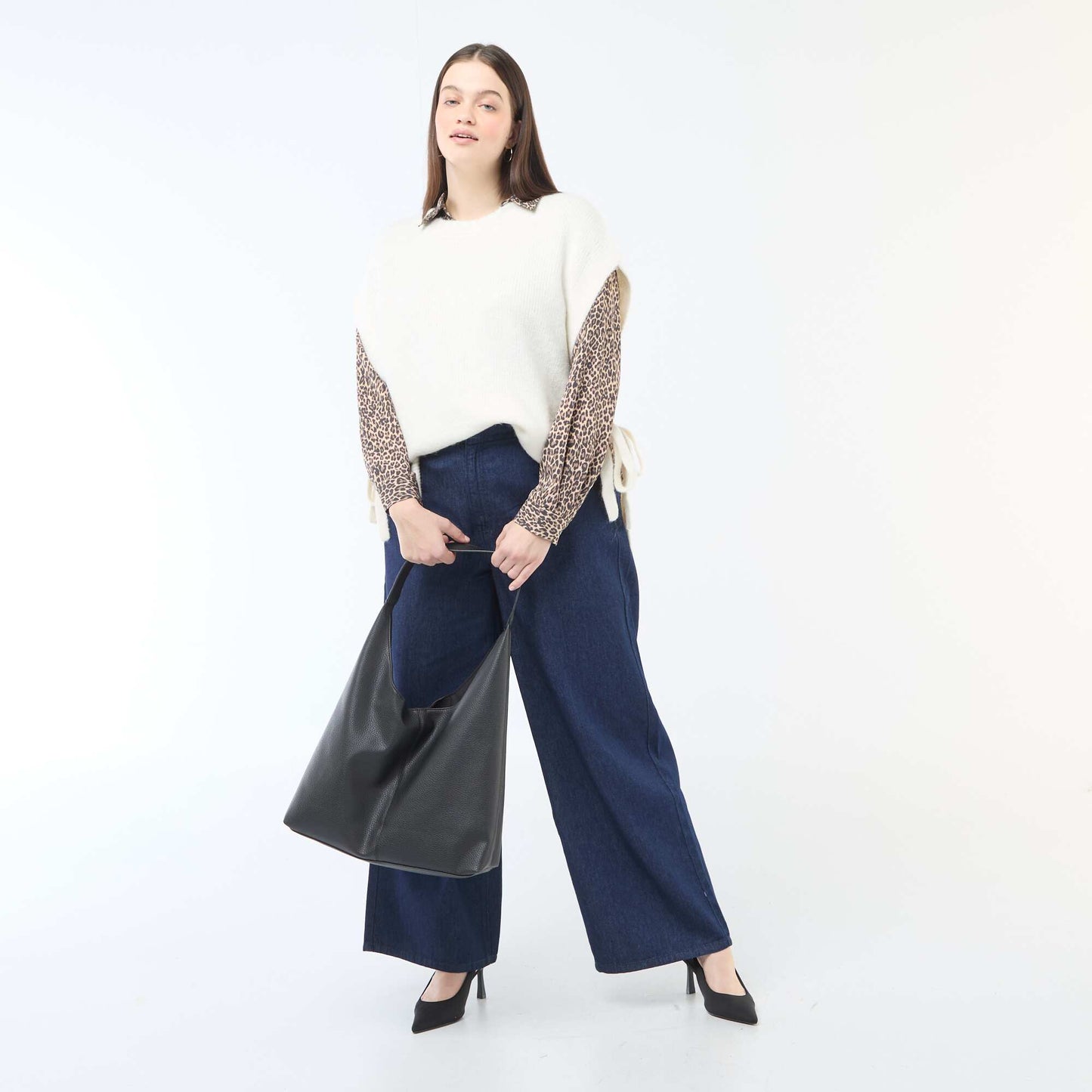 Sleeveless Tie-Side Sweater BEIGE