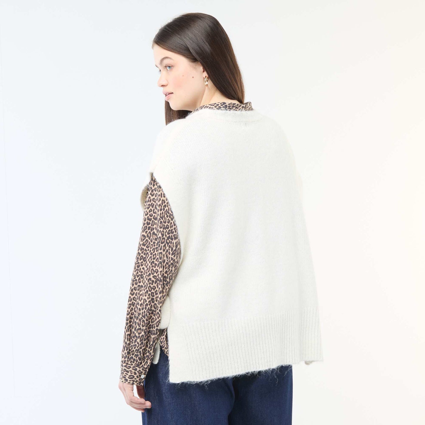 Sleeveless Tie-Side Sweater BEIGE